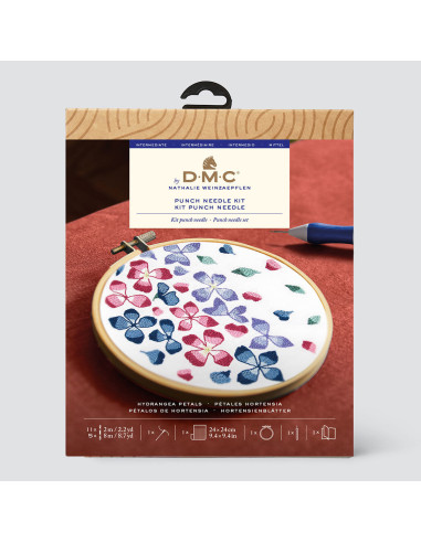 Kit punch needle - Pétalas de hortênsia