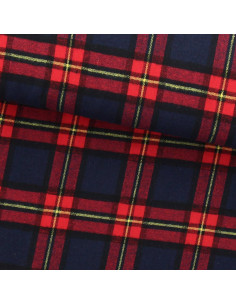 Tecido de flanela xadrez escocês - Azul e vermelho