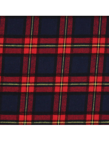 Tecido de flanela xadrez escocês - Azul e vermelho