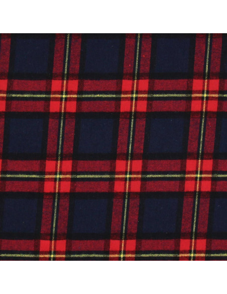 Tecido de flanela xadrez escocês - Azul e vermelho