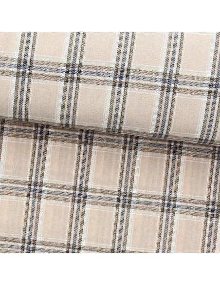 Tecido de flanela xadrez escocês - Bege e cinza