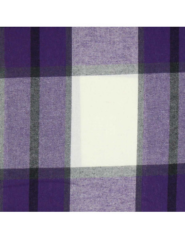 Tecido de flanela xadrez escocês - Roxo e cru