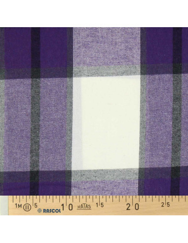 Tecido de flanela xadrez escocês - Roxo e cru