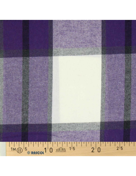 Tecido de flanela xadrez escocês - Roxo e cru