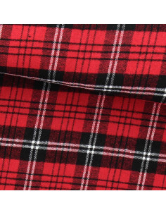Tecido de flanela xadrez escocês - Vermelho, preto e branco