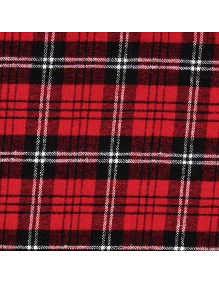 Tecido de flanela xadrez escocês - Vermelho, preto e branco