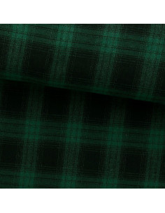 Tecido flanela xadrez escocês - Verde e preto