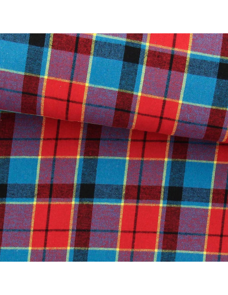Tecido flanela xadrez escocês - Vermelho, azul e amarelo