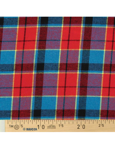 Tecido flanela xadrez escocês - Vermelho, azul e amarelo