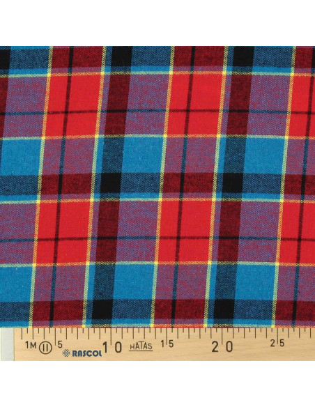 Tecido flanela xadrez escocês - Vermelho, azul e amarelo