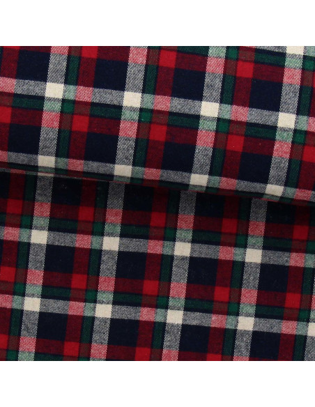 Tecido de flanela xadrez escocês - Vermelho, azul e verde
