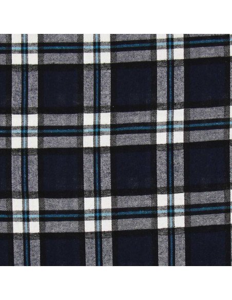 Tecido de flanela xadrez escocês - Azul marinho e preto
