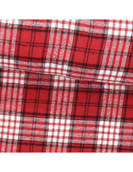 Tecido de flanela xadrez escocês - Vermelho e branco