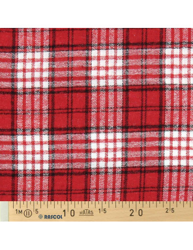 Tecido de flanela xadrez escocês - Vermelho e branco