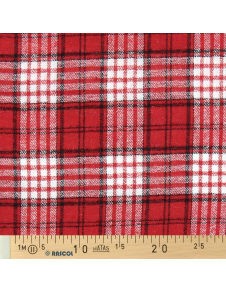 Tecido de flanela xadrez escocês - Vermelho e branco