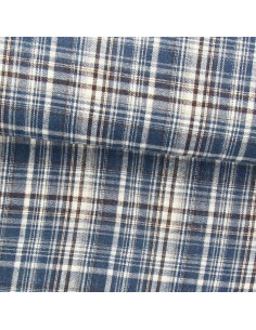 Tecido flanela xadrez escocês - Azul, branco e preto