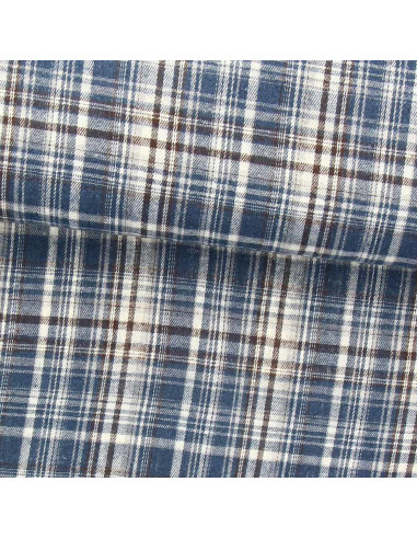 Tecido flanela xadrez escocês - Azul, branco e preto