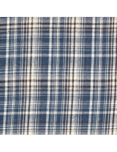 Tecido flanela xadrez escocês - Azul, branco e preto