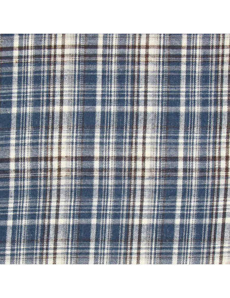 Tecido flanela xadrez escocês - Azul, branco e preto