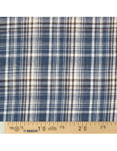 Tecido flanela xadrez escocês - Azul, branco e preto