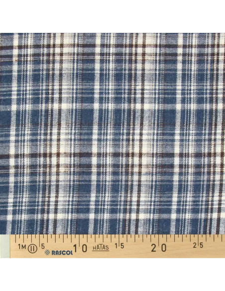 Tecido flanela xadrez escocês - Azul, branco e preto