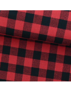 Tecido flanela xadrez escocês - Vermelho e preto