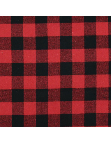 Tecido flanela xadrez escocês - Vermelho e preto