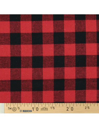 Tecido flanela xadrez escocês - Vermelho e preto