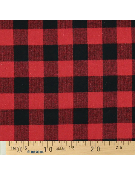 Tecido flanela xadrez escocês - Vermelho e preto