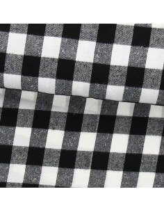 Tecido flanela xadrez escocês - Preto e branco