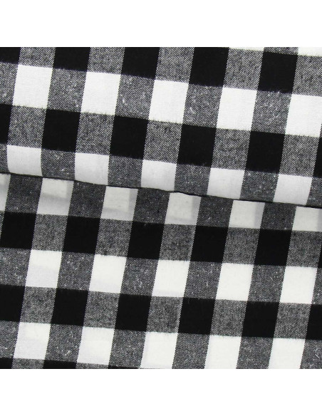 Tecido flanela xadrez escocês - Preto e branco