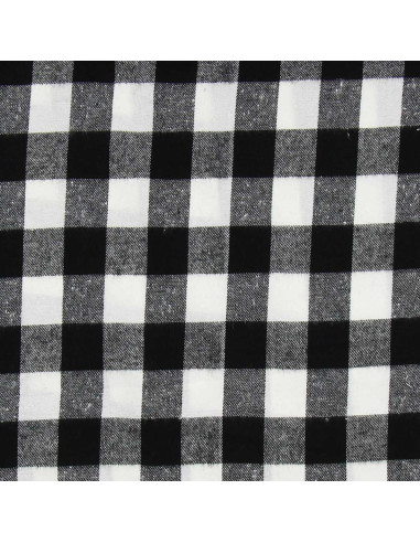 Tecido flanela xadrez escocês - Preto e branco