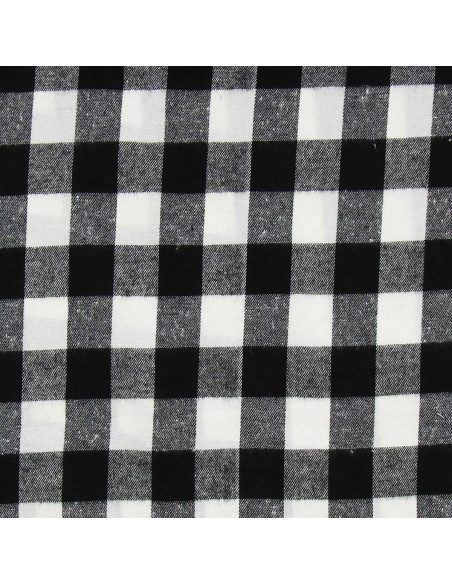 Tecido flanela xadrez escocês - Preto e branco