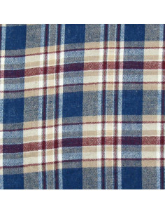 Tecido de flanela xadrez escocês - Azul, bege e vermelho 2
