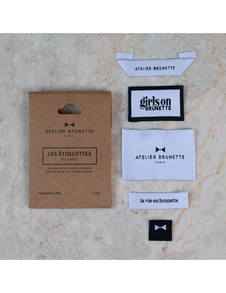 Conjunto de 5 etiquetas tecidas para costurar - Sortido