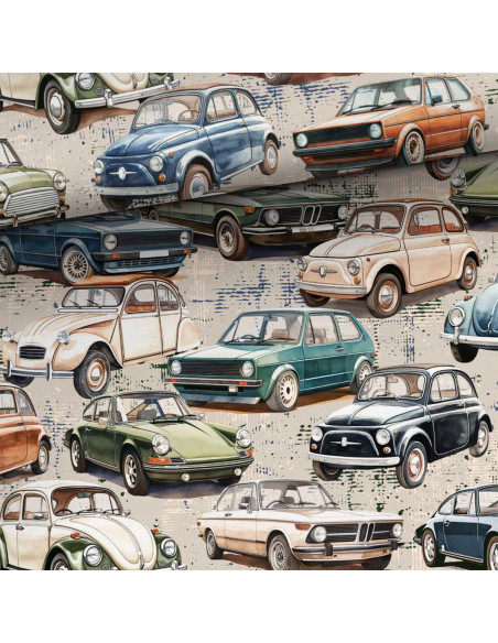 Tecido de algodão premium - Carros de coleção
