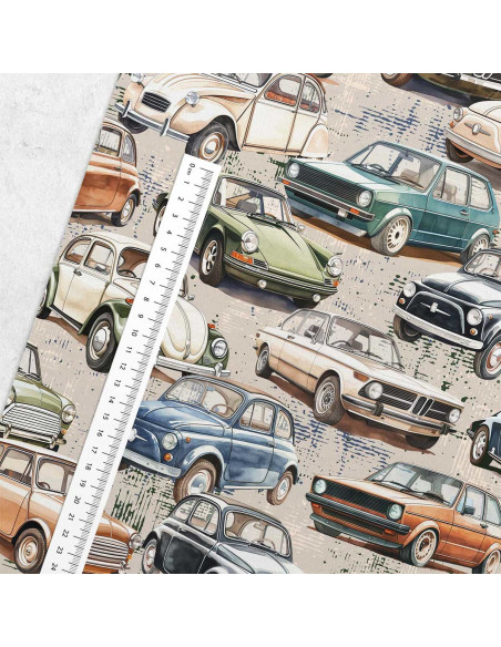 Tecido de algodão premium - Carros de coleção