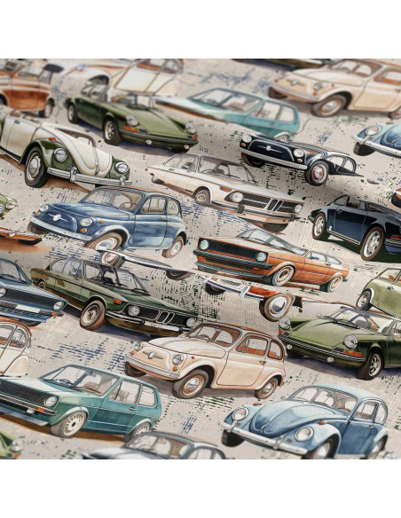 Tecido de algodão premium - Carros de coleção