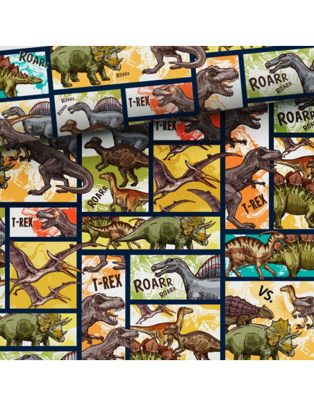 Tecido de algodão premium - HQ dinossauros