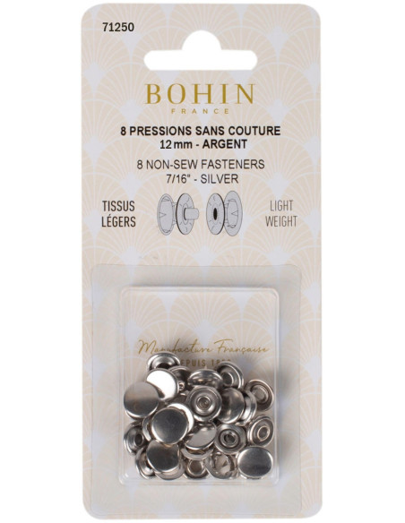 Caixa de 8 molas sem costura jersey 12 mm Bohin - Prata