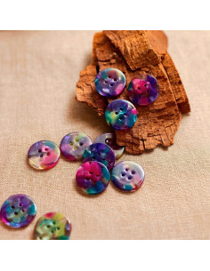 Pacote de 15 botões em biorresina 15 mm 4 furos - Faerie 2