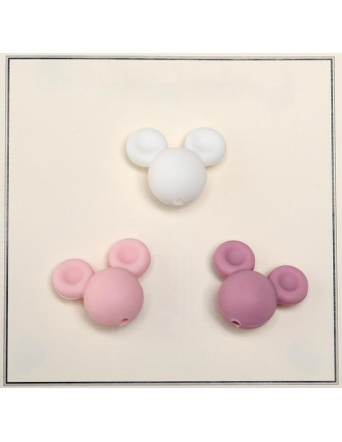 Contas de silicone Mickey para chocalhos, prendedor de chupeta para bebê