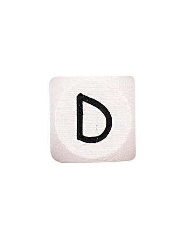 Cubo de madeira branco com letra do alfabeto em pérola