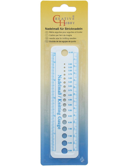 Régua de medição para agulhas de tricô