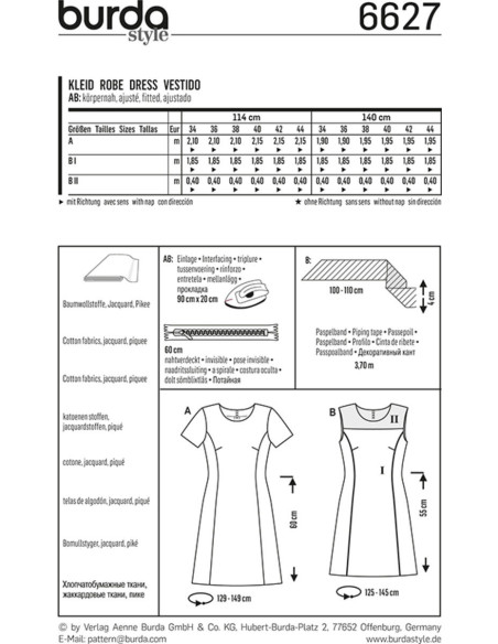 Molde de vestido - Burda 6627
