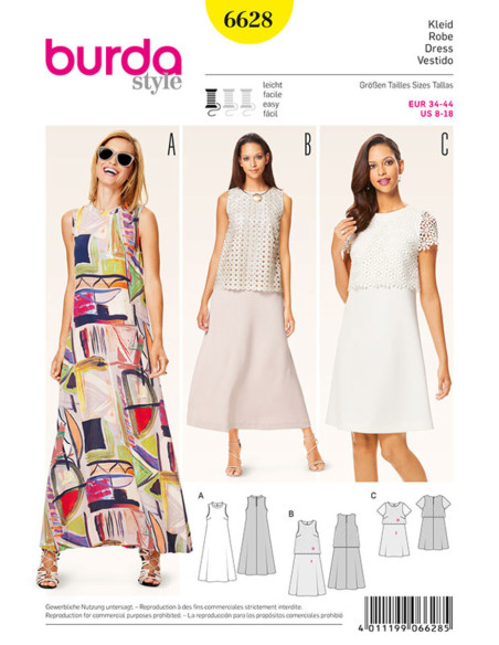 Molde de vestido - Burda 6628
