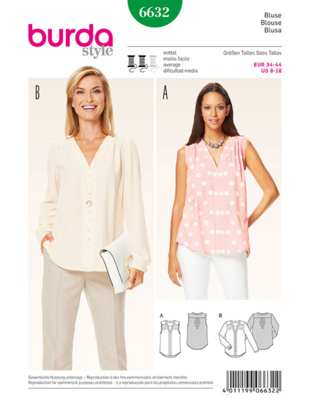 Molde de blusa - Burda 6632