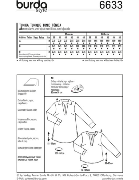 Molde de túnica - Burda 6633