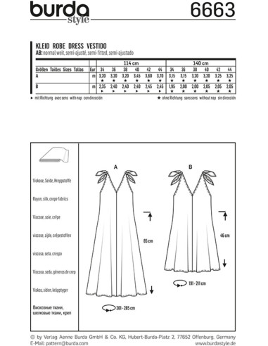 Molde de vestido - Burda 6663