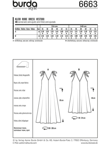 Molde de vestido - Burda 6663